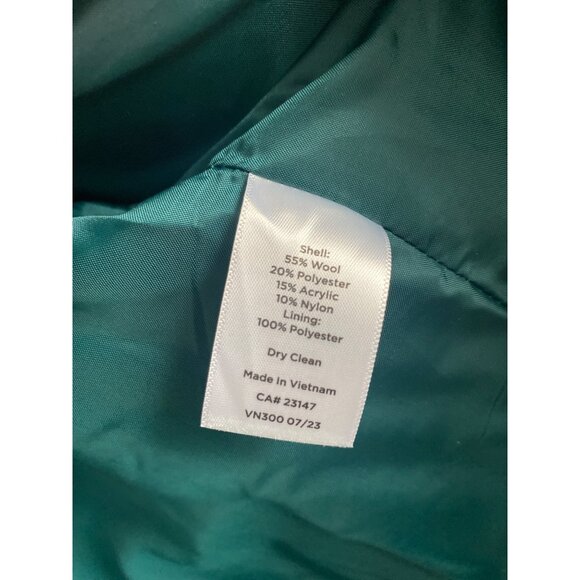 NWT Talbots XL Teal Green Wool Blend Coat With Button Front & Pockets - Picture 5 of 6